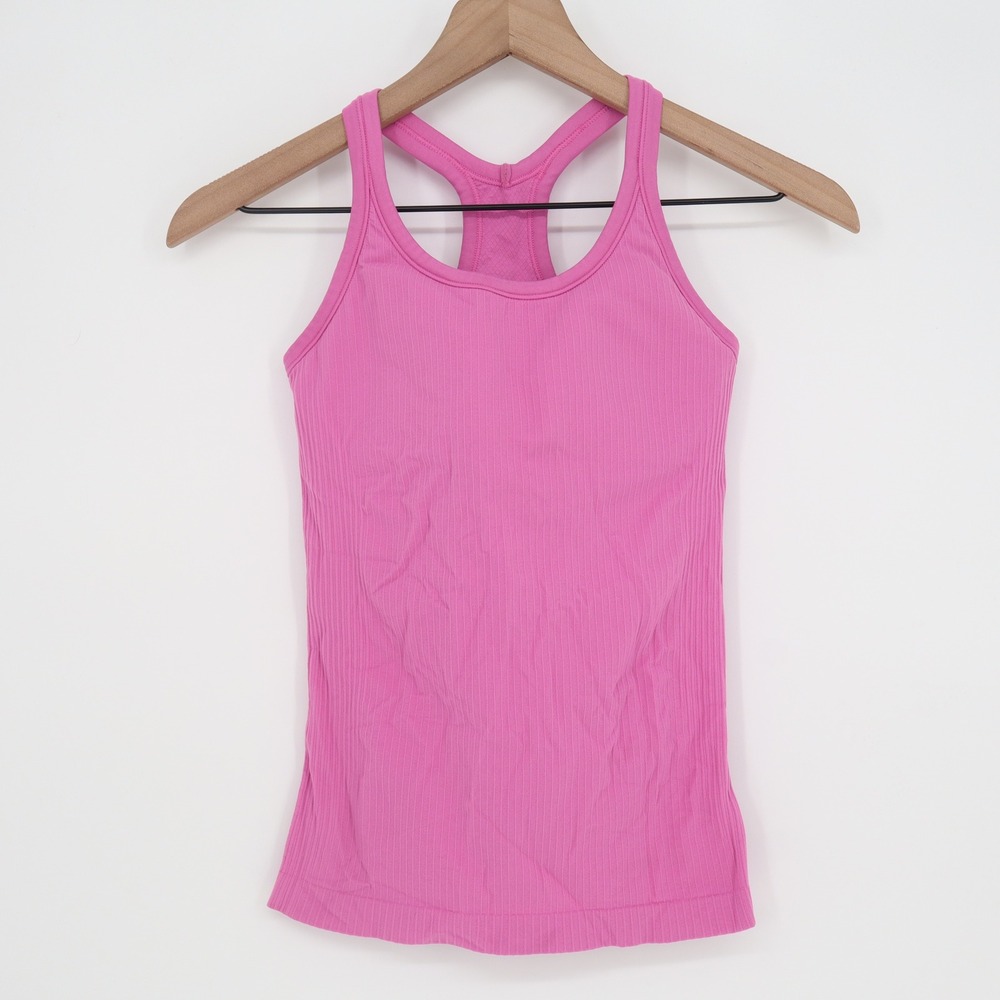 Tank Top Womens 4 Ebb to Street Pink Ribbed Racerback Excellent